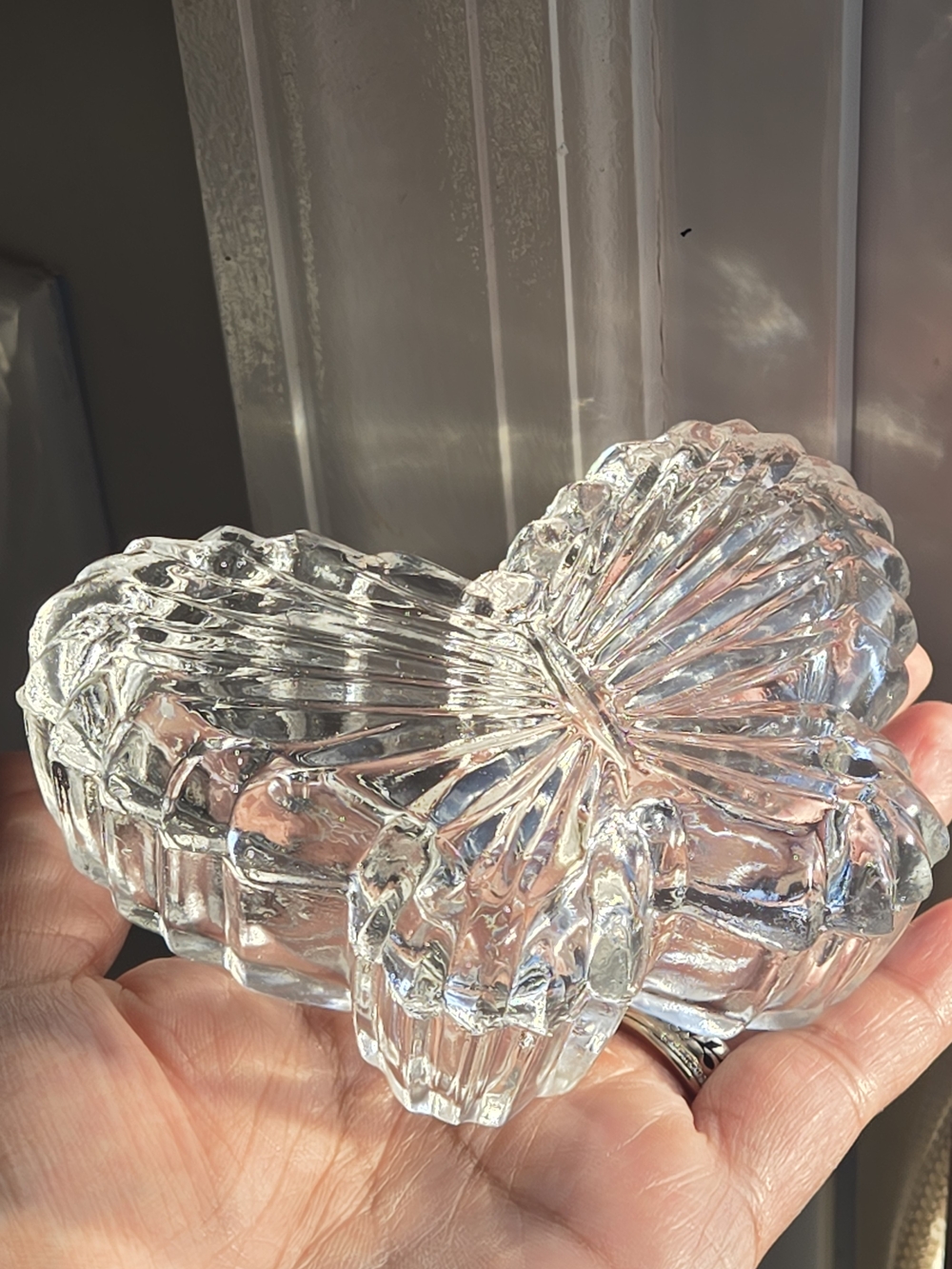 Vintage Lead Crystal Butterfly Trinket Dish
